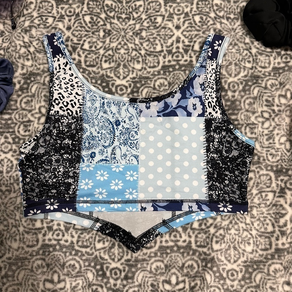Romwe Blue Patchwork Size M - Picture 3 of 4